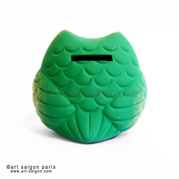 Hibou Japonais "Fukuro" -Tirelire en Argile (H9cm)(réf. 7D-8286) – Image 4