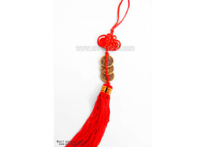 Nœud Chinois Fortune 3 pièces de sapèque en cuivre - Feng Shui (Réf. 7D-8412)