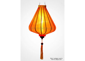 Lampion Traditionnel en Soie Orange de la ville de Hoi An au Vietnam, Lanterne Asiatique en Tissu, Bambou et Bois |Décoration et Artisanat d'Asie - Article vendu par la Boutique Art-saigon.com