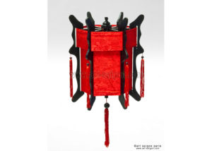 Lampion Asiatique en Soie et Bois Rouge de la ville de Hoi An au Vietnam, Lanterne Traditionnel en Tissu, Bambou et Bois |Décoration et Artisanat Asiatique - Article vendu par la Boutique Art-saigon.com