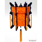 Lampion Asiatique en Bois et Soie Orange de la ville de Hoi An au Vietnam, Lanterne Traditionnel en Tissu, Bambou et Bois |Décoration et Artisanat Asiatique - Article vendu par la Boutique Art-saigon.com