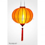 Lampion Traditionnel en Soie Orange de la ville de Hoi An au Vietnam, Lanterne Asiatique en Tissu, Bambou et Bois. Article vendu par la Boutique Art-saigon.com