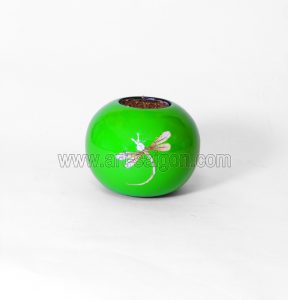 Bougeoir Boule Laqué Libellule Vert (réf. D058)