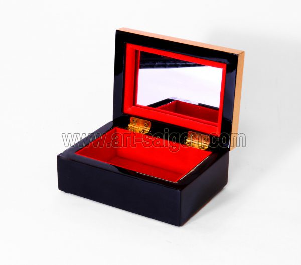 Boite à Bijoux en Bois Laqué Doré - Symbole Chinois du Bonheur (L11cm)(réf. E041) – Image 3