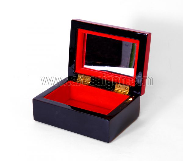 Boite à Bijoux en Bois Laqué Rouge - Symbole Chinois de la Longévité (L11cm)(réf. E043) – Image 3