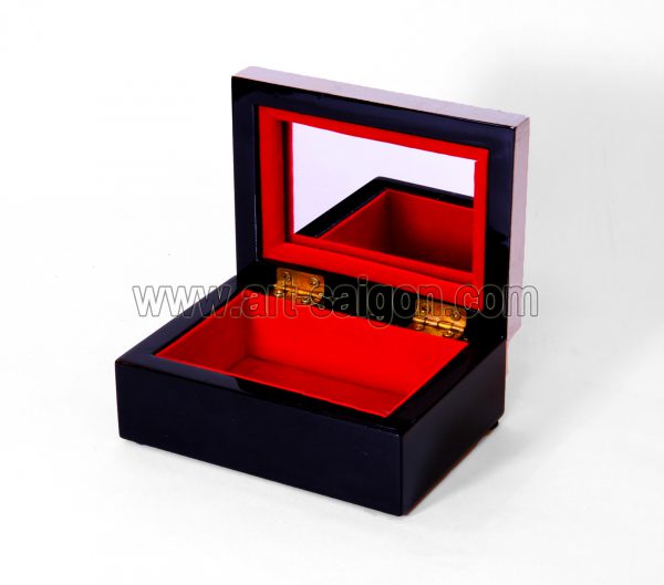 Boite à Bijoux en Bois Laqué Argent - Symbole Chinois de la Longévité (L11cm)(réf. E045) – Image 3