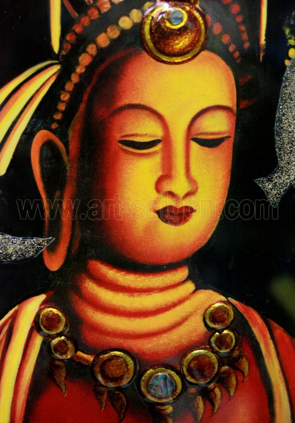 Bouddha - Tableau Vietnamien en Bois Laqué Peint (Réf. 7D-8473) – Image 3