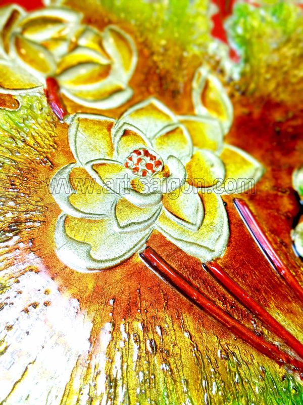 Fleur de Lotus en Bois Laqué Peint (réf. 7D-8451C) – Image 3