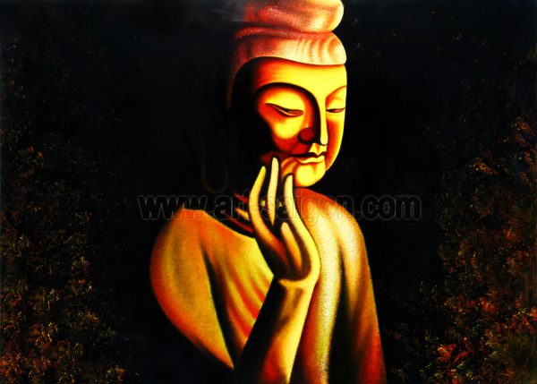 Bouddha - Tableau en Bois Laqué Peint 50x70cm (Réf. 7D-8476) – Image 2