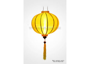 Lampion en Soie Jaune de la ville de Hoi An au Vietnam, Lanterne Asiatique en Tissu, Bambou et Bois. Article vendu par la Boutique Art-saigon.com
