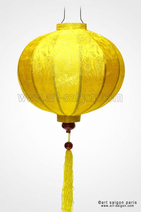 Lampion en Soie Jaune R Ø47cm - Lanterne Tissu Asiatique (réf. R40-J) – Image 2