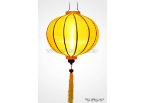 Lampion en Soie Jaune R Ø47cm - Lanterne Tissu Asiatique (réf. R40-J)
