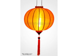 Lampion en Soie Orange R Ø47cm - Lanterne Tissu Asiatique (réf. R40-O)