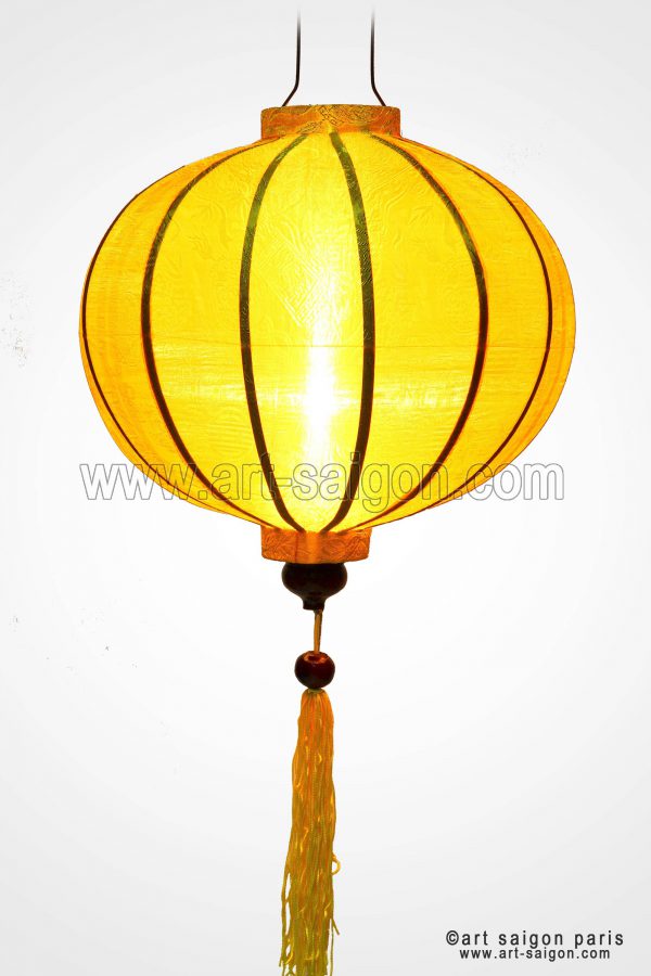 Lampion en Soie Jaune R Ø47cm - Lanterne Tissu Asiatique (réf. R40-J) – Image 3