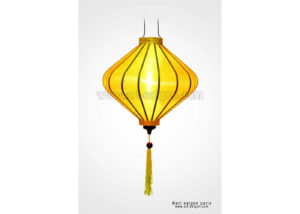 Lampion Traditionnel en Soie Jaune de la ville de Hoi An au Vietnam, Lanterne Asiatique en Tissu, Bambou et Bois |Décoration et Artisanat Asiatique - Article vendu par la Boutique Art-saigon.com