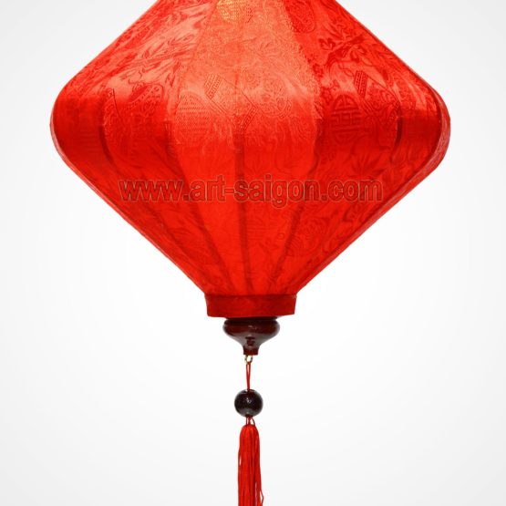 Lampion Traditionnel en Soie Rouge de la ville de Hoi An au Vietnam, Lanterne Asiatique en Tissu, Bambou et Bois |Décoration et Artisanat Asiatique - Article vendu par la Boutique Art-saigon.com