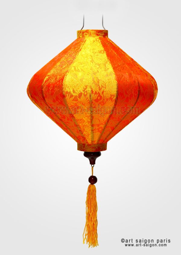 lampion lanterne orange soie bambou hoi an vietnam asiatique art-saigon