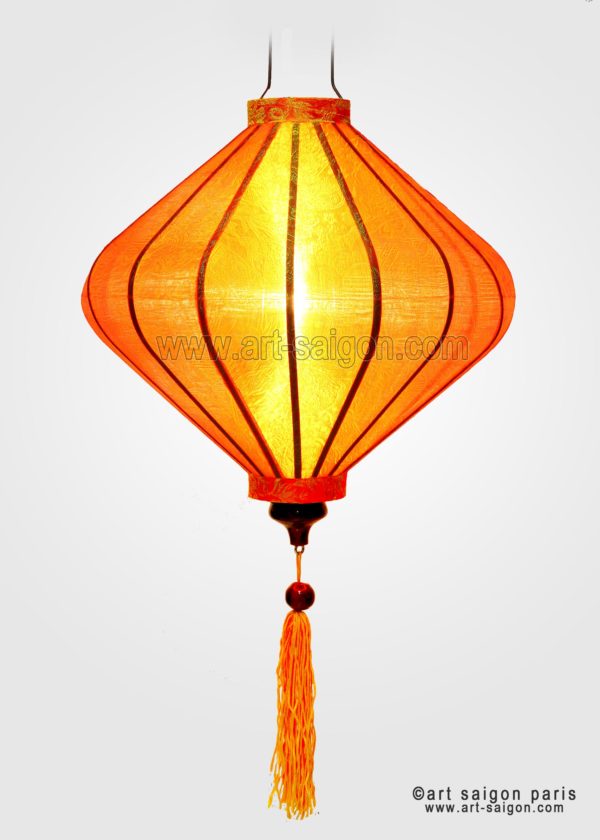 lampion lanterne orange soie bambou hoi an vietnam asiatique art-saigon
