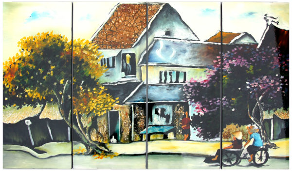 tableau en bois laque artisanat vietnam art-saigon paysage traditionnel