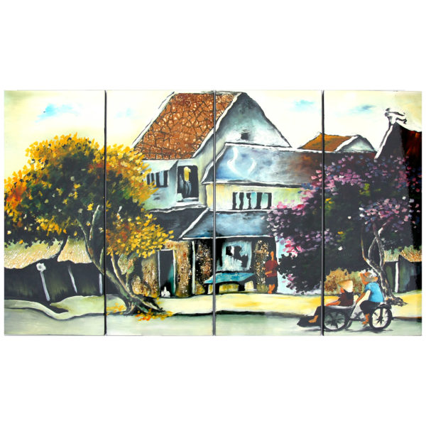 tableau en bois laque artisanat vietnam art-saigon paysage traditionnel