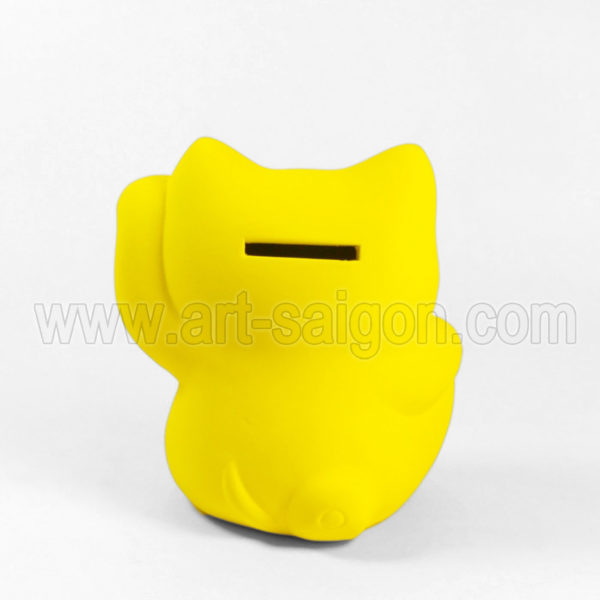 Maneki Neko Jaune -Tirelire en Argile - Chat Japonais (Hauteur 10,5cm)(réf. WS-91343) – Image 5