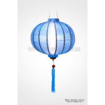 Lampion Traditionnel en Soie Bleu de la ville de Hoi An au Vietnam, Lanterne Asiatique en Tissu, Bambou et Bois |Décoration et Artisanat Asiatique - Article vendu par la Boutique Art-saigon.com