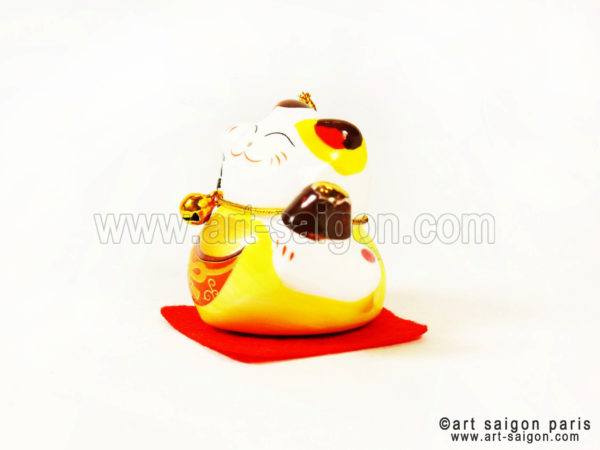 Maneki Neko Jaune en Porcelaine (H4cm)(réf. SW-4317) – Image 4