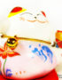 maneki neko chat porte bonheur japonais japon porcelaine blanc decoration asiatique art-saigon rose