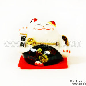 maneki neko chat porte bonheur japonais japon porcelaine blanc decoration asiatique art-saigon