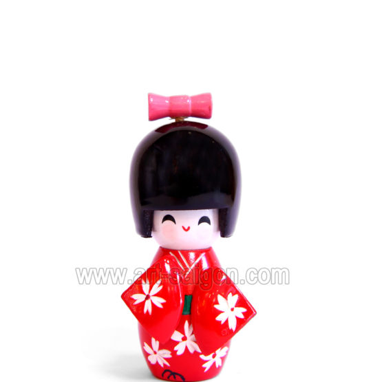 kokeshi poupée japonaise japon bois decoration asiatique art-saigon rouge