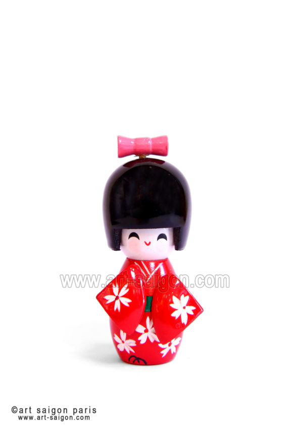 kokeshi poupée japonaise japon bois decoration asiatique art-saigon rouge