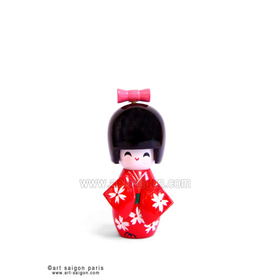 kokeshi poupée japonaise japon bois decoration asiatique art-saigon rouge