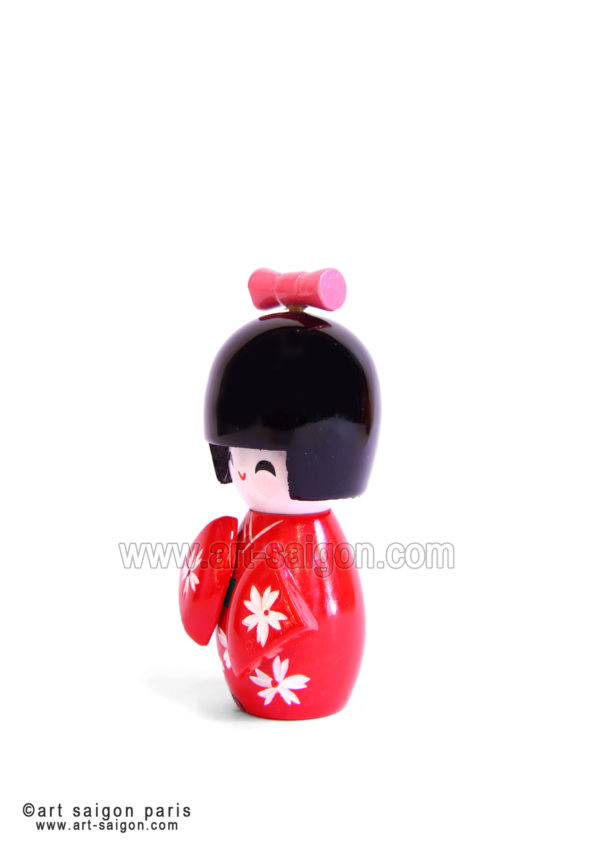 kokeshi poupée japonaise japon bois decoration asiatique art-saigon rouge