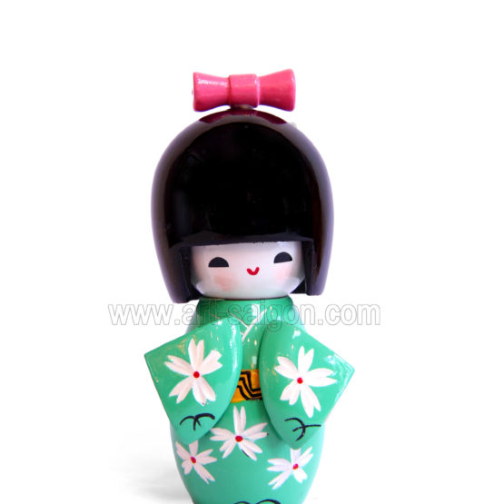 kokeshi poupée japonaise japon bois decoration asiatique art-saigon vert