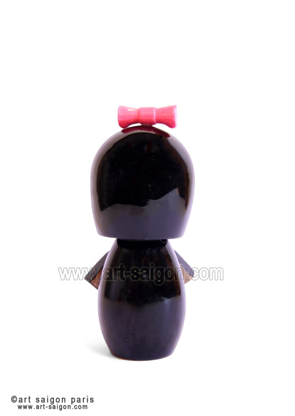 Kokeshi Noir en Bois (H11,5cm) (réf. 7D-8338-9) – Image 5