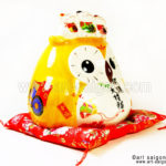 hiboux porte bonheur japonais japon porcelaine blanc decoration asiatique art-saigon
