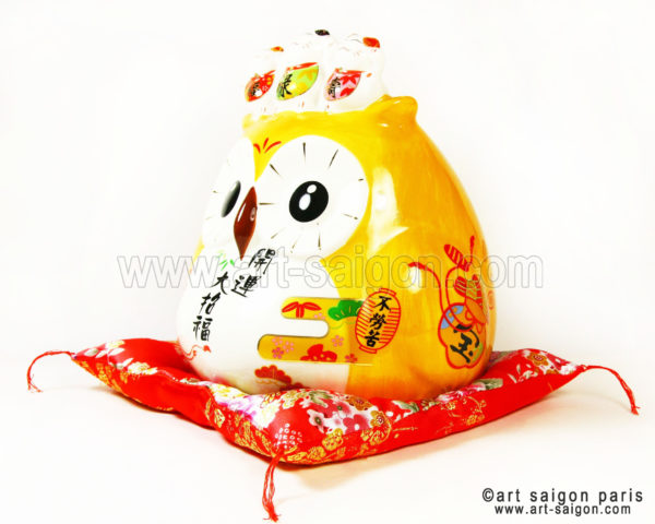 Hibou Japonais "Fukuro" -Tirelire en Porcelaine (H23cm)(réf. SW394) – Image 2