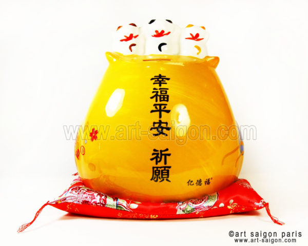 Hibou Japonais "Fukuro" -Tirelire en Porcelaine (H23cm)(réf. SW394) – Image 4