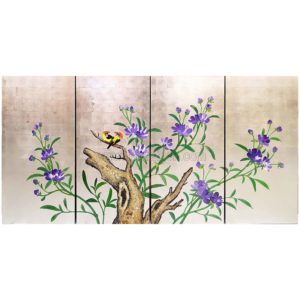 tableau en bois laque artisanat vietnam art-saigon fleur prunier couple oiseau