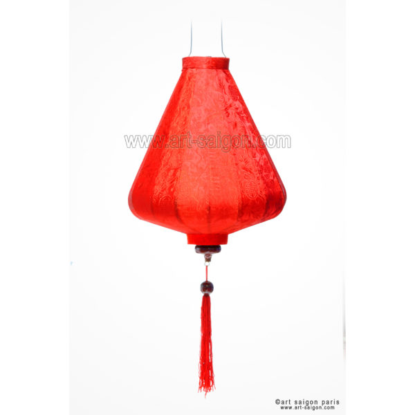 Lampion Traditionnel en Soie Rouge de la ville de Hoi An au Vietnam, Lanterne Asiatique en Tissu, Bambou et Bois |Décoration et Artisanat d'Asie - Article vendu par la Boutique Art-saigon.com