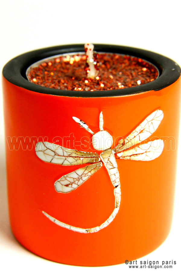 Bougeoir Laqué Libellule Orange (réf. D4-3477) – Image 3