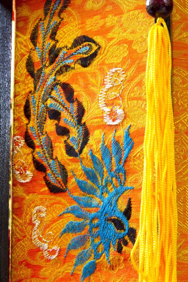 lampion lanterne orange dragon brodé soie bambou hoi an vietnam asiatique art-saigon
