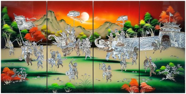 tableau en bois laque artisanat vietnam art-saigon paysage traditionnel
