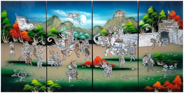 tableau en bois laque artisanat vietnam art-saigon paysage traditionnel