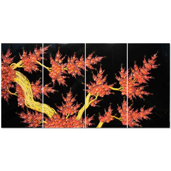 tableau en bois laque artisanat vietnam art-saigon fleur de prunier