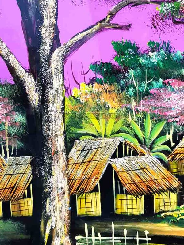 La Campagne du Vietnam - Fond Mauve - Tableau Bois Laqué Peint 160x80cm (réf. 8S-104846) – Image 6