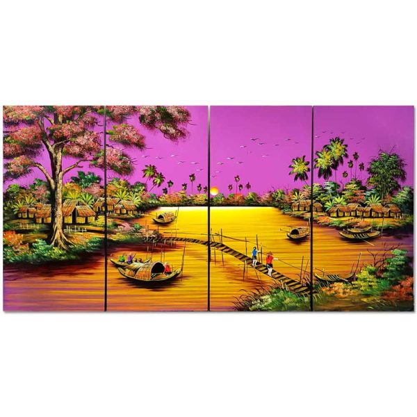 tableau en bois laque artisanat vietnam art-saigon campagne