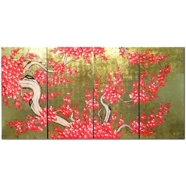 tableau en bois laque artisanat vietnam art-saigon fleur prunier