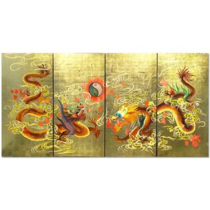 tableau en bois laque artisanat vietnam art-saigon 2 dragon celeste chinois
