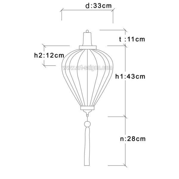 Lampion en Soie Bleu M - Ø33cm - Lanterne en Tissu du Vietnam (réf. M25-BL) – Image 4